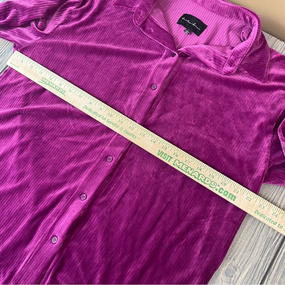 Hunter & Brown Pink Velvet Button-Up Shirt Women's Large - Picture 7 of 11
